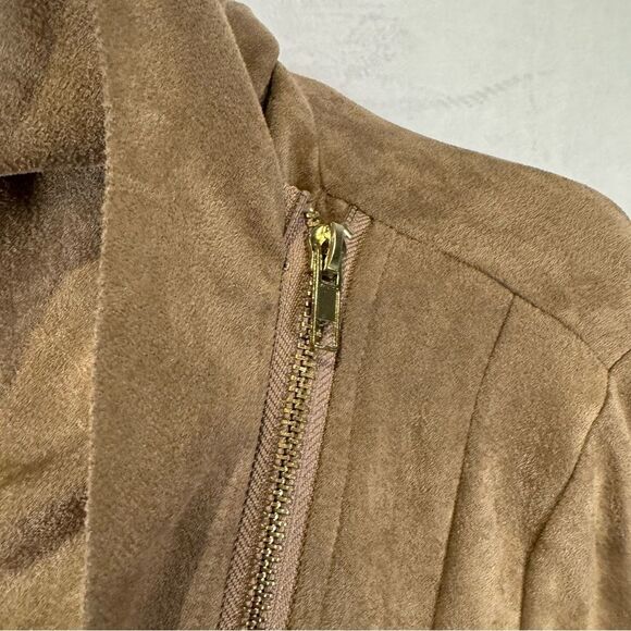 Umgee tan suede zip moto stlye jacket size small - Picture 8 of 14